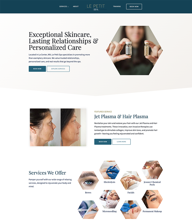 La Center WA Web Design 1 Le Petit Spa website designed by Volume11